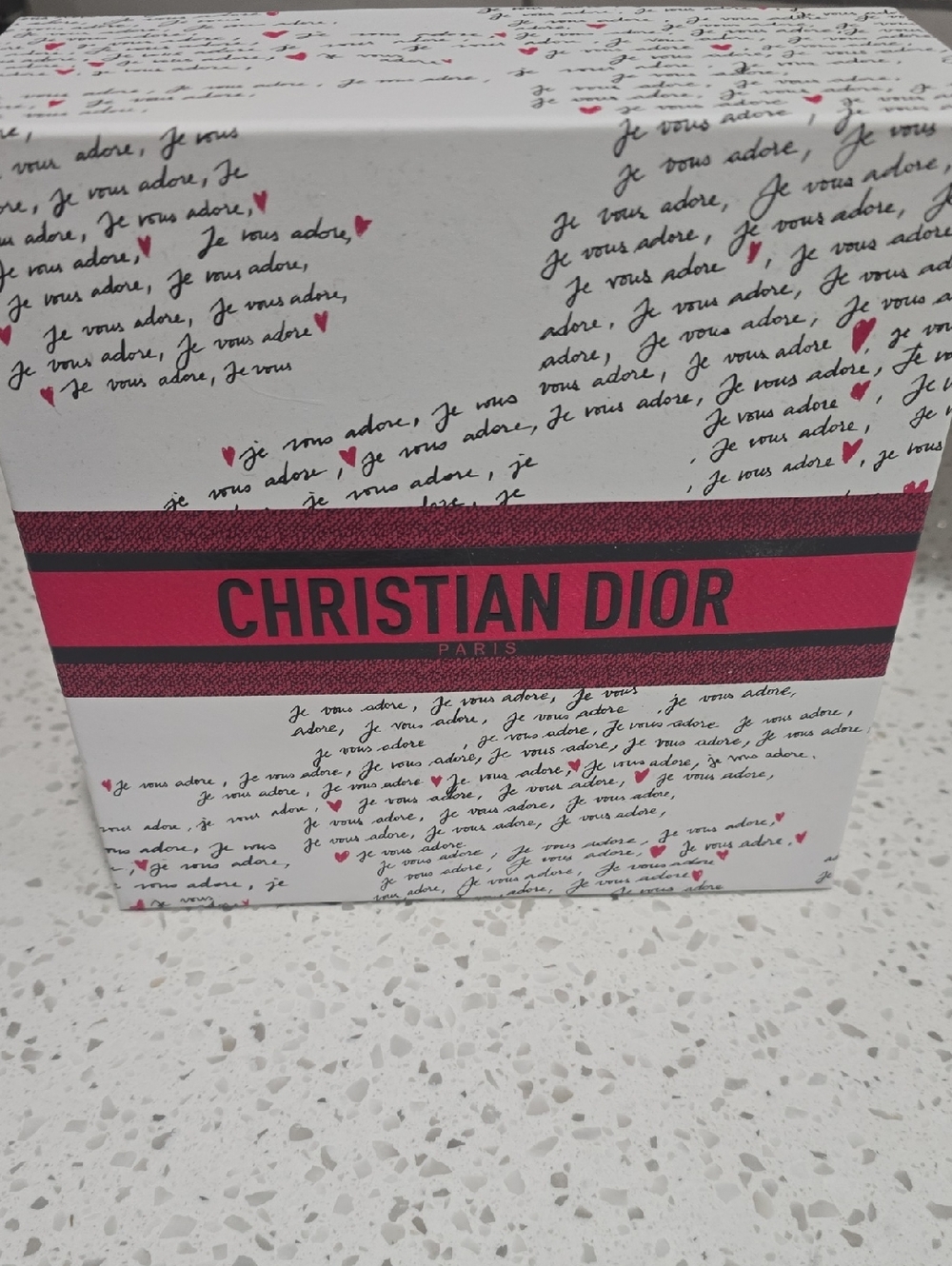 Dior White Box with Pink Accents and Black Script